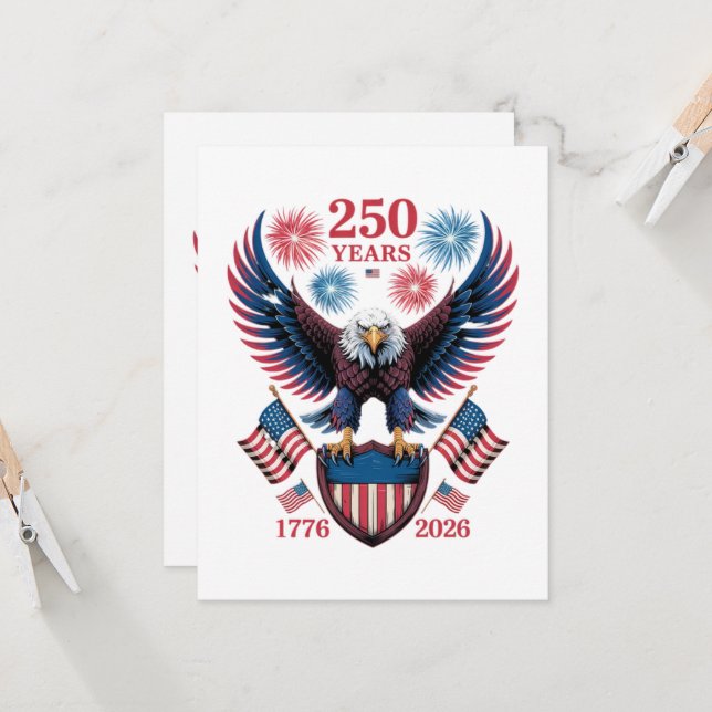 Invitación 250 Aniversario 250 Años EE. UU. 1776 (Anverso/Reverso In Situ)