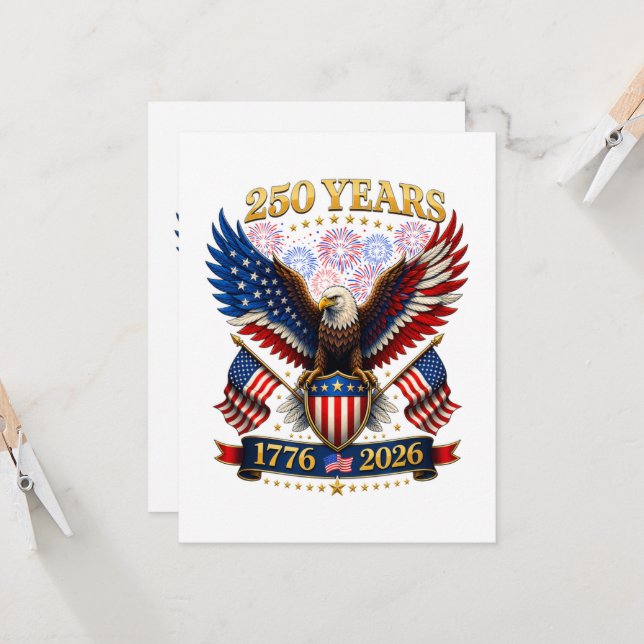Invitación 250 aniversario de EE. UU. 1776-2026 (Anverso/Reverso In Situ)