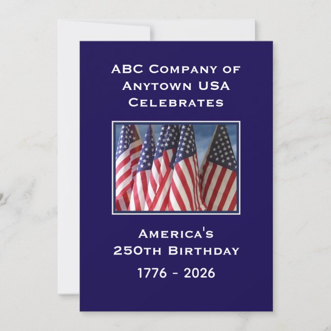 Invitación 250 Aniversario USA Banderas Patrióticas Americana (Anverso)