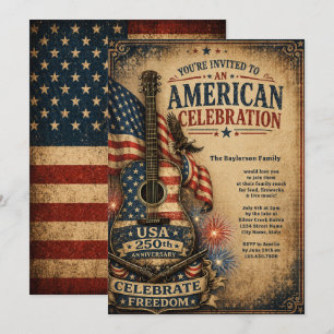 Invitación 250 Aniversario Vintage Estados Unidos América 4 d