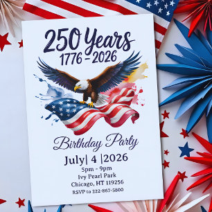 Invitación 250 años águila acuarela bandera americana 1776 20
