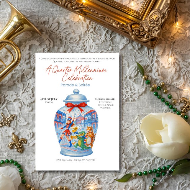 Invitación 250 años del desfile de jengibre y Soirée (250 years Anniversary Ginger Jar Parade & Soirée)