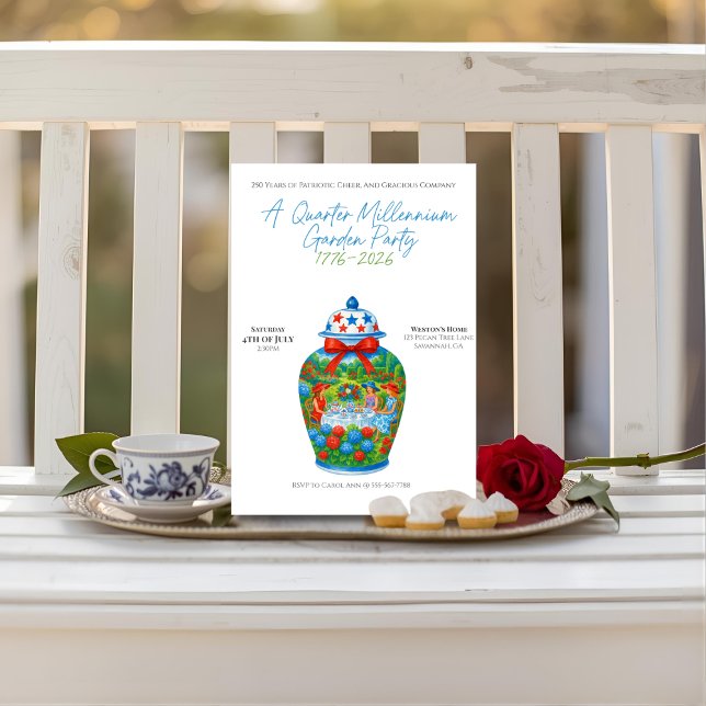 Invitación 250 años fiesta del jardín Ginger Jar (250 years Anniversary Ginger Jar garden party Invitation)