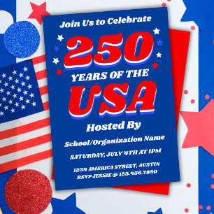 Invitación 250 Años Fiesta Patriótica Personalizable USA