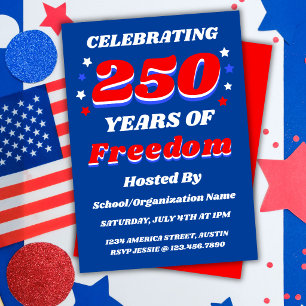 Invitación 250 Años USA Editable Patriótico Personalizado