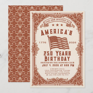 Invitación 250 cumpleaños de EE. UU.