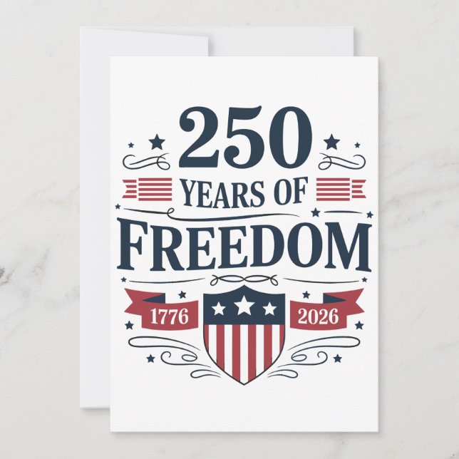 Invitación 250 Years Of Freedom 1776 2026 250th 4th Of July (Anverso)