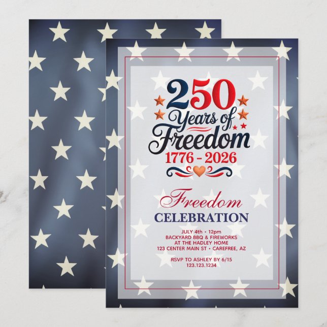 Invitación 250th Anniversary Freedom Party Invitation (Anverso / Reverso)
