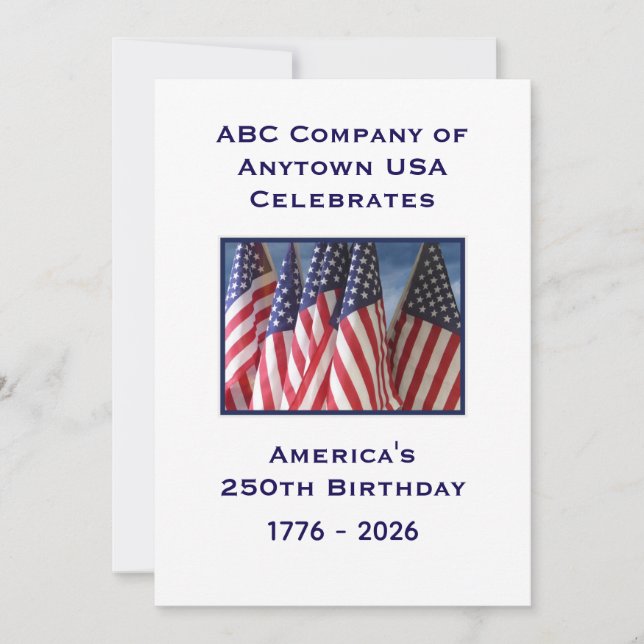 Invitación 250th Anniversary USA Patriotic American Flags BBQ (Anverso)