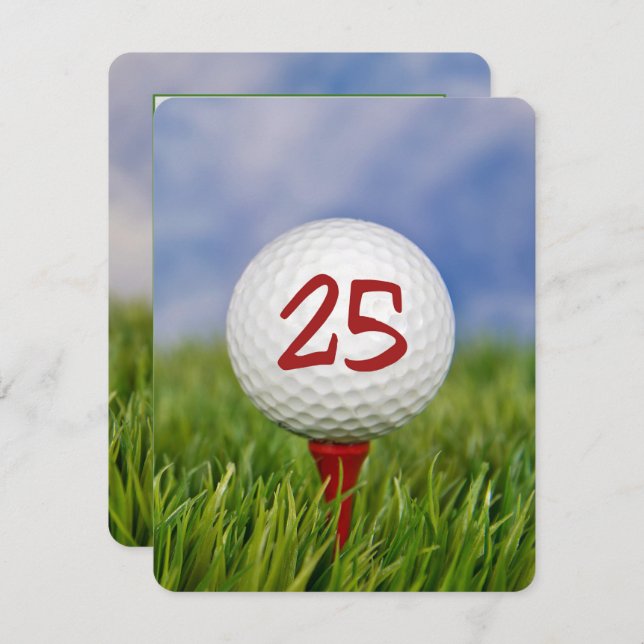 Invitación 25.ª fiesta de cumpleaños Tema de golf (Anverso / Reverso)