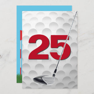 Invitación 25.ª fiesta de cumpleaños Tema del golf