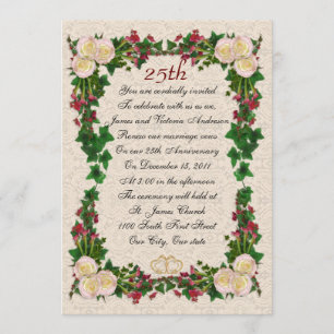Invitación 25.º aniversario Boda renovación de la promesa