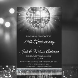 Invitación 25.º Boda Fiesta Silver Disco Ball