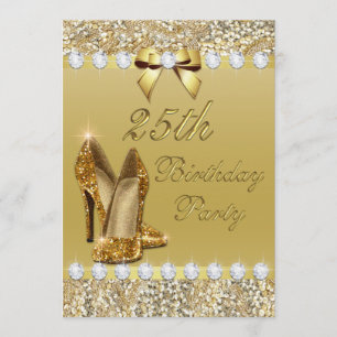 Invitación 25.º cumpleaños Clásico de tacones de oro secuestr