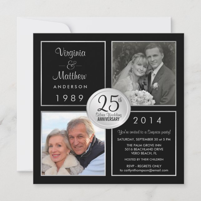 Invitación 25.º Fiesta sorpresa de Boda de plata (Anverso)