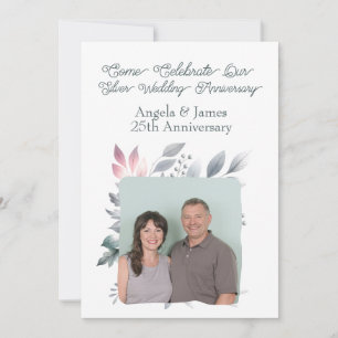Invitación 25.º Personalizado del Aniversario de la Boda de P