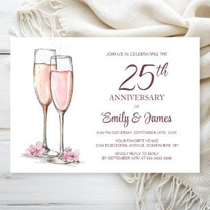 Invitación 25° Aniversario Boda Champagne