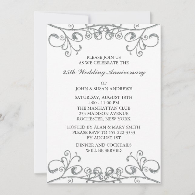 Invitación 25° aniversario Boda de plata (Anverso)
