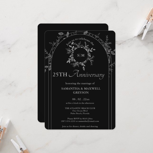 Invitación 25° Aniversario Boda de Plata (u otros) (Anverso/Reverso In Situ)