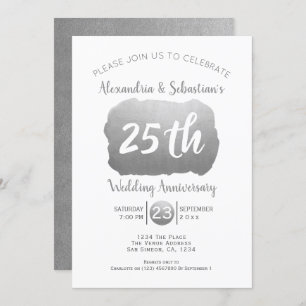 Invitación 25° Aniversario Boda Faux Silver personalizado
