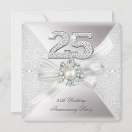 Invitación 25° aniversario Boda Fiesta Pearl Silver