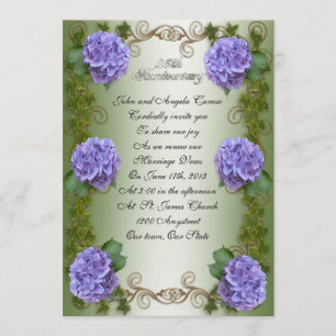 Invitación 25° Aniversario Boda jurar hortensias renovadoras