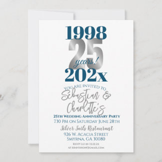 Invitación 25° Aniversario Boda Moderno