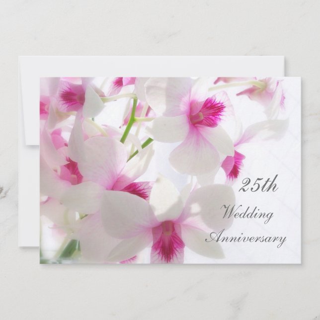Invitación 25° Aniversario Boda. Orcócidos blancos (Anverso)