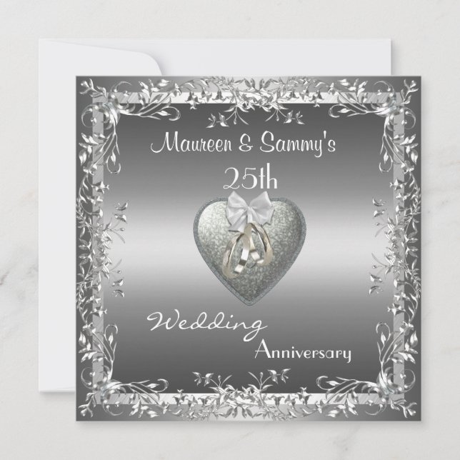 Invitación 25 Aniversario Boda Plata Elegante (Anverso)