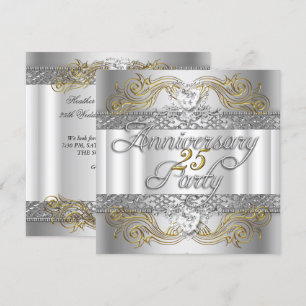 Invitación 25° Aniversario Boda Plata Oro Blanco