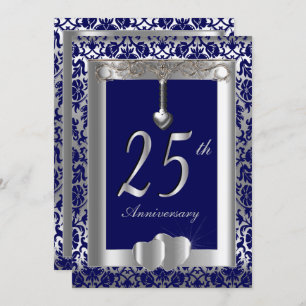 Invitación 25° aniversario Boda Plata  Texto DIY