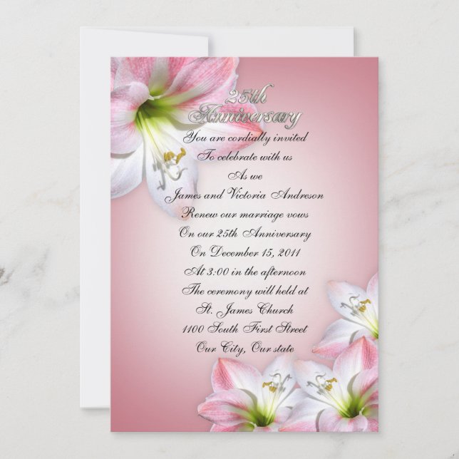 Invitación 25° aniversario Boda renovación de promesa amarili (Anverso)