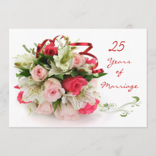 Invitación 25° Aniversario Boda. Rosas y mentiras