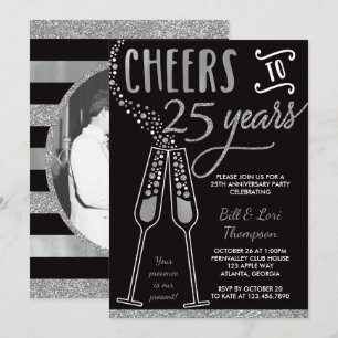 Invitación 25 Aniversario, Brillo/hojalata Falso