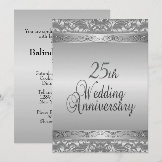 Invitación 25 Aniversario de Boda (Anverso / Reverso)