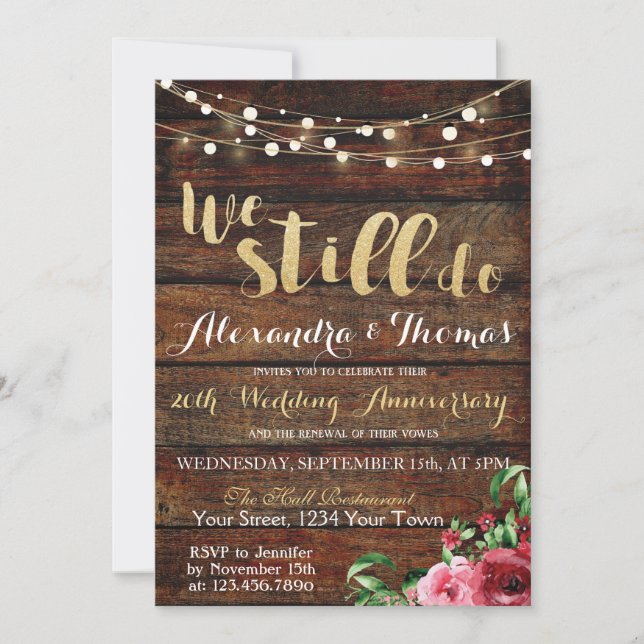 Invitación 25 Aniversario de Boda, Aún celebramos nuestro ani (Anverso)