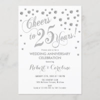 Invitación 25 Aniversario de Boda - Blanco Platead