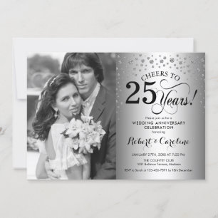 Invitación 25 Aniversario de Boda con Foto - Plata