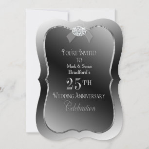 Invitación 25 Aniversario de Boda - Diamante Falso de Plata
