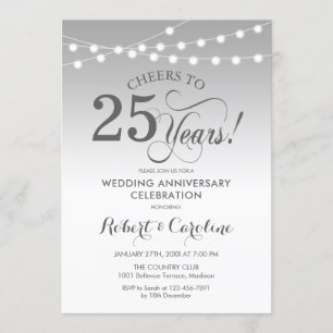 Invitación 25 Aniversario de Boda - Plata Blanco