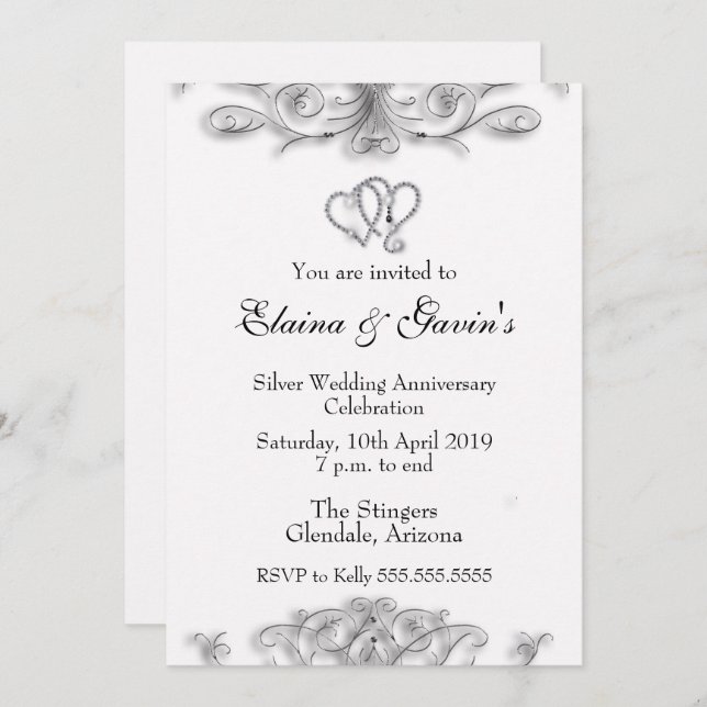 Invitación 25 Aniversario de Bodas de Plata (Anverso / Reverso)