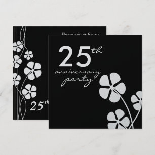 Invitación 25 Aniversario de Bodas de Plata Negro y Blanco