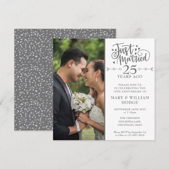 Invitación 25 Aniversario de la Plaza de la Foto del Boda Cas (Anverso / Reverso)