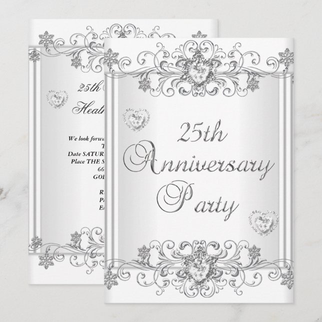 Invitación 25° Aniversario de los Corazones de Diamante Blanc (Anverso / Reverso)