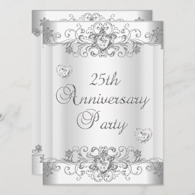 Invitación 25° Aniversario de los Corazones de Diamantes Blan (Anverso / Reverso)