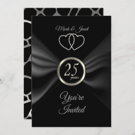 Invitación 25 Aniversario de Plata con Cinta Negra