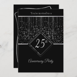 Invitación 25° aniversario de plata con estrellas