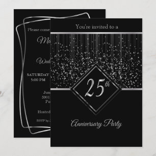 Invitación 25° aniversario de plata con estrellas