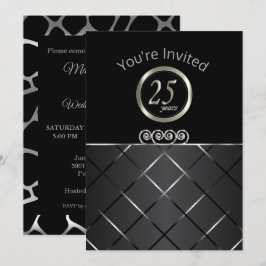 Invitación 25 Aniversario de Plata en Negro