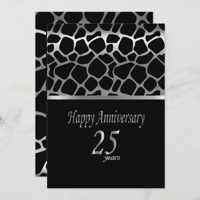 Invitación 25° Aniversario de Plata - Giraffe Pattern Invitat (Anverso / Reverso)
